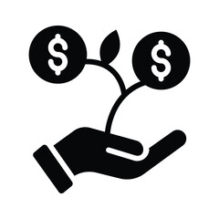 Wall Mural - A hand gesture holding a money plant represents a grow money icon