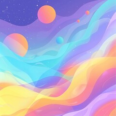 Poster - A colorful abstract background featuring flowing waves and cosmic elements, perfect for artistic and creative projects.