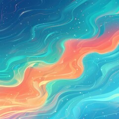 Poster - A mesmerizing abstract design featuring flowing waves of vibrant colors in a cosmic blue background, perfect for creative projects.