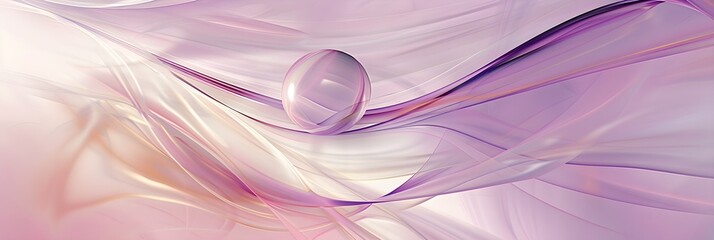 Canvas Print - Abstract pastel composition with flowing shapes and a central pearl-like orb. Soft and elegant design in pink and purple hues. 