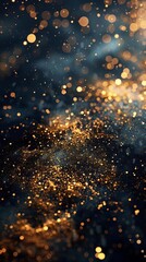 Poster - abstract bokeh background with shimmering golden and blue lights. perfect for festive, christmas, an