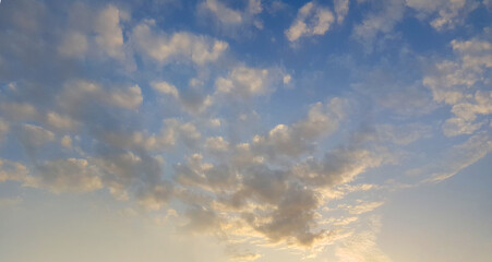 Wall Mural - morning horizon skyline weather background. blue sky and clouds