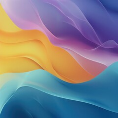 Poster - A vibrant abstract background featuring flowing waves in shades of yellow, purple, and blue, perfect for modern design projects.