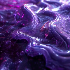 Poster - abstract close-up of vibrant purple and pink liquid marble texture with flowing waves and highlights