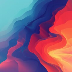 Poster - A vibrant abstract background featuring smooth waves of blue, orange, and red, perfect for creative projects or digital art.