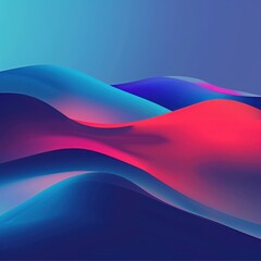 Poster - A vibrant abstract background featuring smooth, flowing waves in shades of blue and pink, creating a calming yet dynamic visual effect.
