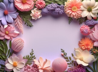 Wall Mural - Blank Frame Mockup With Flowers