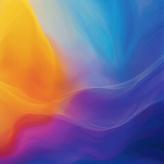 Poster - A vibrant abstract background showcasing smooth waves of orange, blue, and purple hues that evoke a sense of peace and creativity.