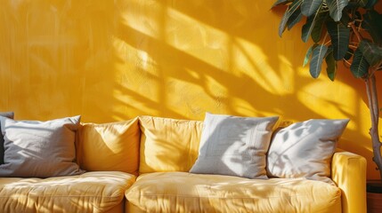 Wall Mural - Chic couch beside painted wall in lounge