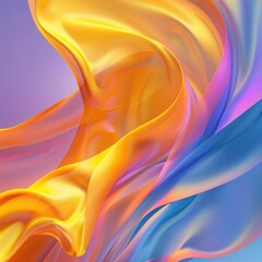 Poster - A vibrant abstract illustration featuring smooth, flowing fabric in radiant orange and blue hues, evoking energy and creativity.