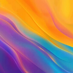 Poster - A vibrant abstract wave pattern featuring gradients of orange, purple, and blue, ideal for backgrounds and artistic designs.