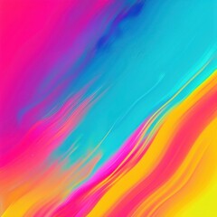 Poster - A vibrant and dynamic abstract artwork showcasing flowing colors in shades of pink, blue, and yellow, perfect for modern design.