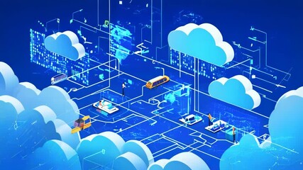 Wall Mural - Cloud computing and data transfer concept