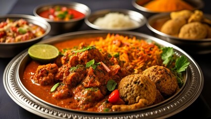 Sticker -  Delicious Indian cuisine served in a traditional thali