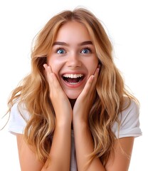 Wall Mural - Portrait of a surprised blonde woman