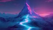 © MakoPoko - Futuristic mountain landscape with a glowing path leading to the summit.