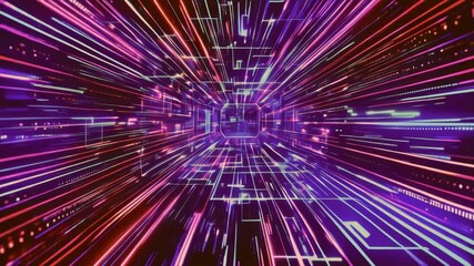 Poster - Hologram VHS noise background in futuristic HUD video frame. Digital technology plexus lines background. Technology HUD template. Frame HUD element.
