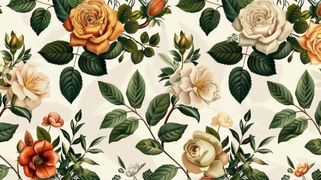 Seamless Pattern Background Featuring a Collection of Flowers