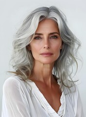 portrait of a beautiful woman with gray hair