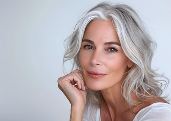 Wall Mural - portrait of a beautiful woman with gray hair