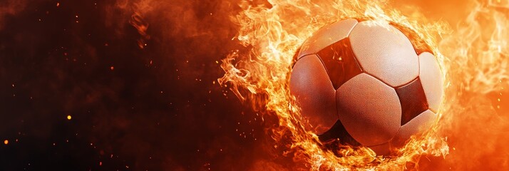 Sticker - A soccer ball engulfed in flames, symbolizing passion, intensity, competition, victory, and the thrill of the game.