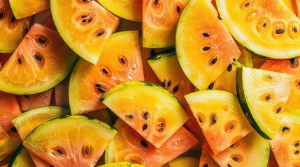 Abstract pattern texture seamless background of yellow watermelon slices