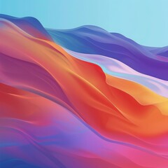 Poster - A vibrant, flowing landscape with waves of color, blending warm and cool tones in a harmonious abstract design.