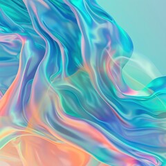 Poster - A vibrant, flowing abstract design displaying smooth waves of color, blending shades of blue, pink, and orange in a serene composition.