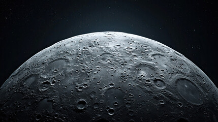 Wall Mural - detailed moon on black background, high-resolution lunar surface, intricate crater and surface featu