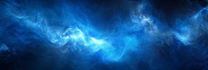 Poster - Abstract blue smoke background with a futuristic and ethereal feel, symbolizing energy, movement, technology, mystery, and imagination.