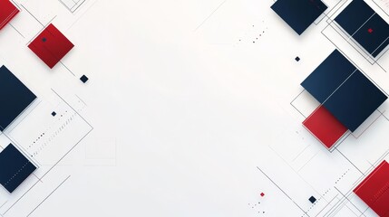 Poster - this abstract background features a white canvas with overlapping red and blue squares, creating a d