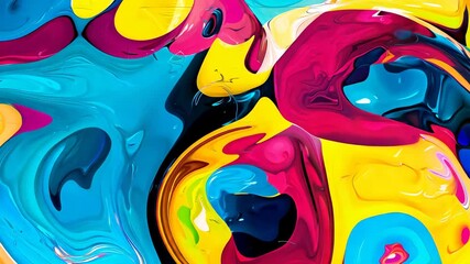 Wall Mural - Mesmerizing abstract patterns from swirling vibrant fluid paint colors