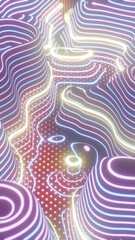 Aufkleber - Colorful Abstract Topographic Lines with Glowing Neon Lights..