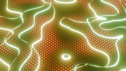 Aufkleber - Colorful Abstract Topographic Lines with Glowing Neon Lights..