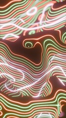 Aufkleber - Colorful Abstract Topographic Lines with Glowing Neon Lights..