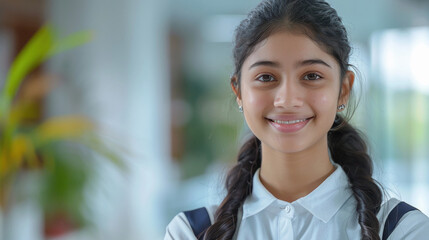 Wall Mural - teenage Indian girl student with pretty smile