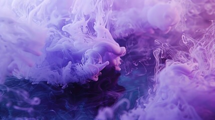 Poster - Neon purple paint blending in water to create abstract smoky background