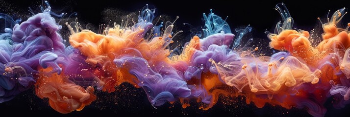 Wall Mural - a dynamic blend of vivid colors that showcases the spectacular effects of vibrant purple and orange 