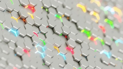 Aufkleber - Abstract Hexagonal Pattern with Colorful Highlights on a Light Background