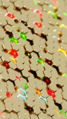 Aufkleber - Abstract Hexagonal Pattern with Vibrant Colors on a Beige Background

