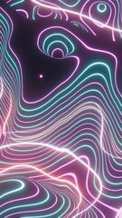 Aufkleber - Colorful Abstract Topographic Lines with Glowing Neon Lights

