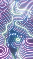 Aufkleber - Colorful Abstract Topographic Lines with Glowing Neon Lights

