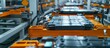 © zipop - Modern Technology. EV Lithium Battery Packs Moving Through Automated Production Line in a Factory. Concept of electric car,  renewable energy, future of transportation, and industry 4.0.