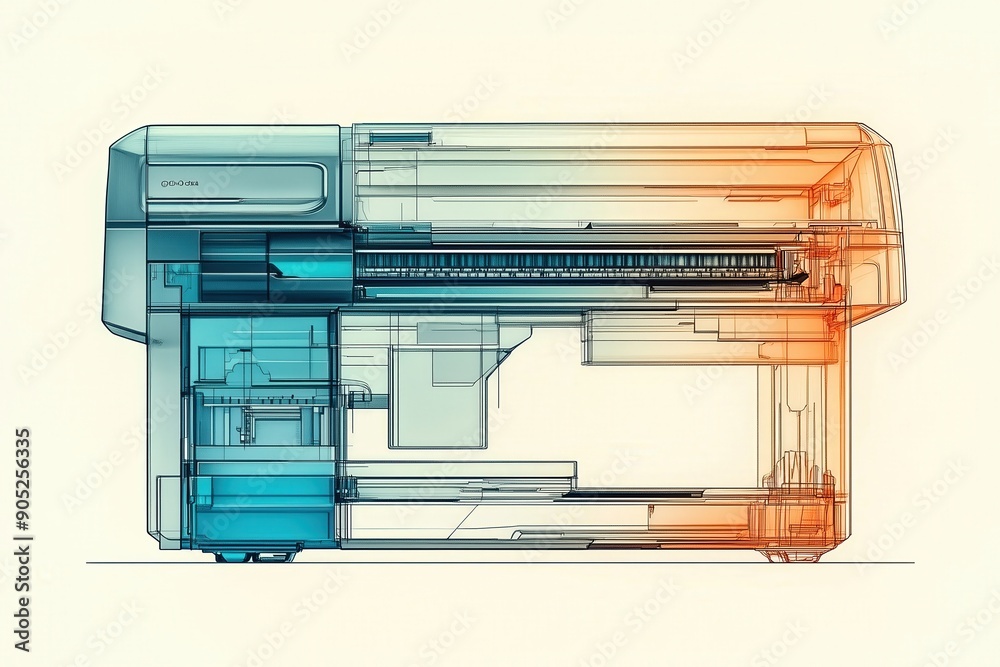 Simple drawing of a cross-section of a printer, [Printer], [Office ...