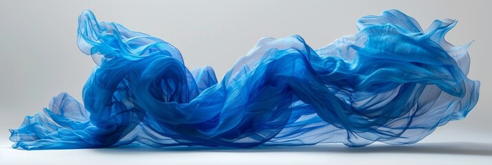 Aufkleber - soft, blue fabric billows and swirls through the air, creating a beautiful abstract design.