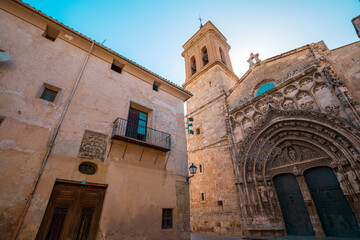 Wall Mural - Gothic facade of the church of Santa María de Requena, Valencia, Spain, on Santa Maria street