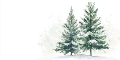 Watercolor background with pine fir tree for christmas illustration