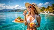 © Faiqdesigner - Carefree woman in a bikini living the ultimate vacation lifestyle combining food fun and exploration.