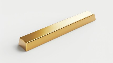 thin rectangular gold bar isolated on a flat background