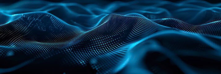 Wall Mural - wavy blue web abstract illustration on a dark background